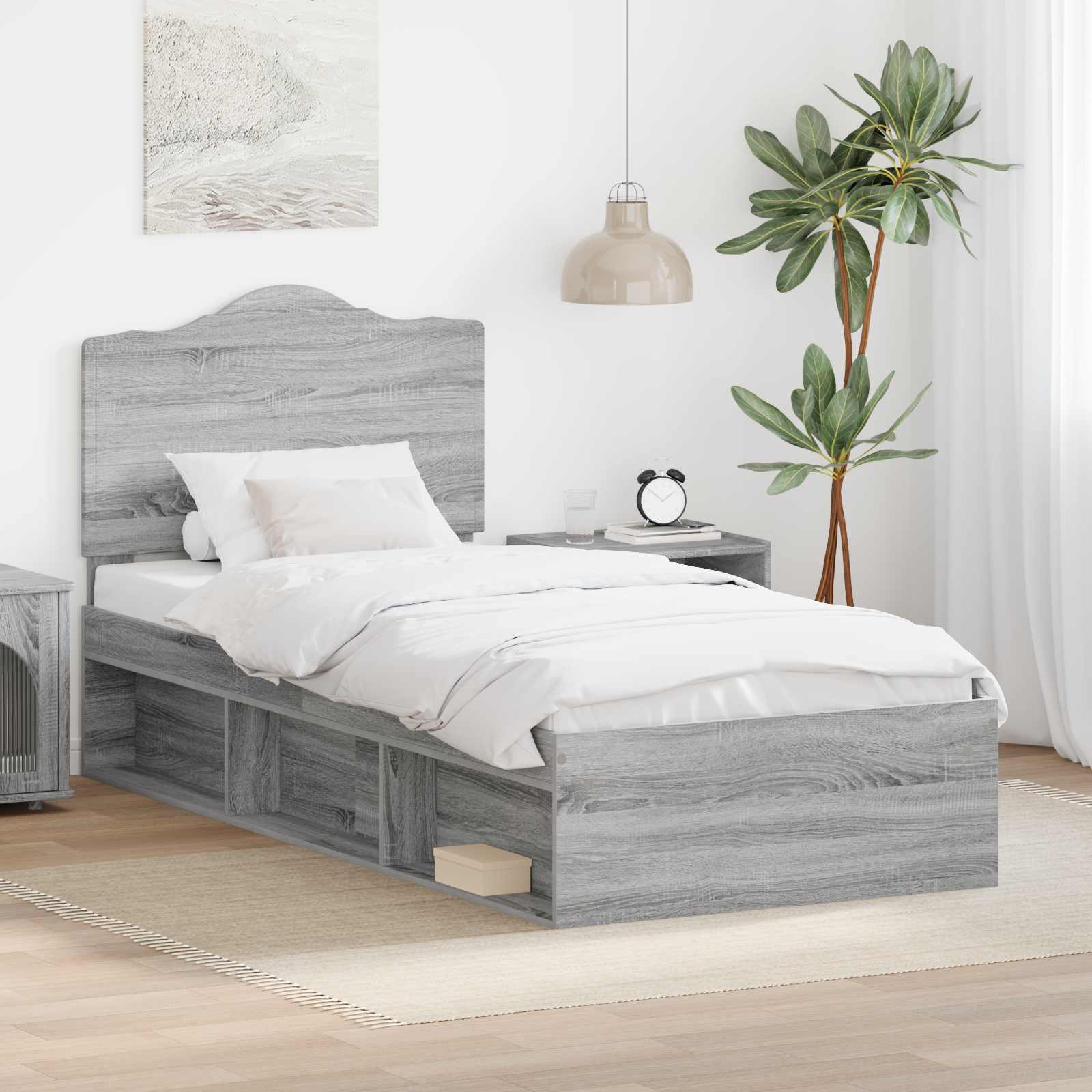Bedframe Grijs Sonoma 75 x 190 cm Massief grenenhout image 1