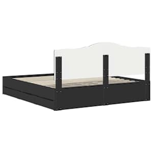Rám postele se zásuvkou Černý 200 x 200 cm Inženýrské dřevo - obrázek 10