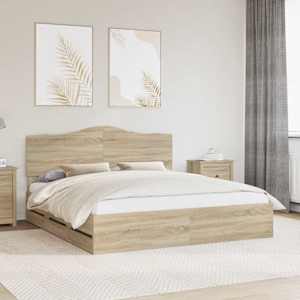 Rám postele s čelo Sonoma dub 200 x 200 cm Inženýrské dřevo - obrázek 1
