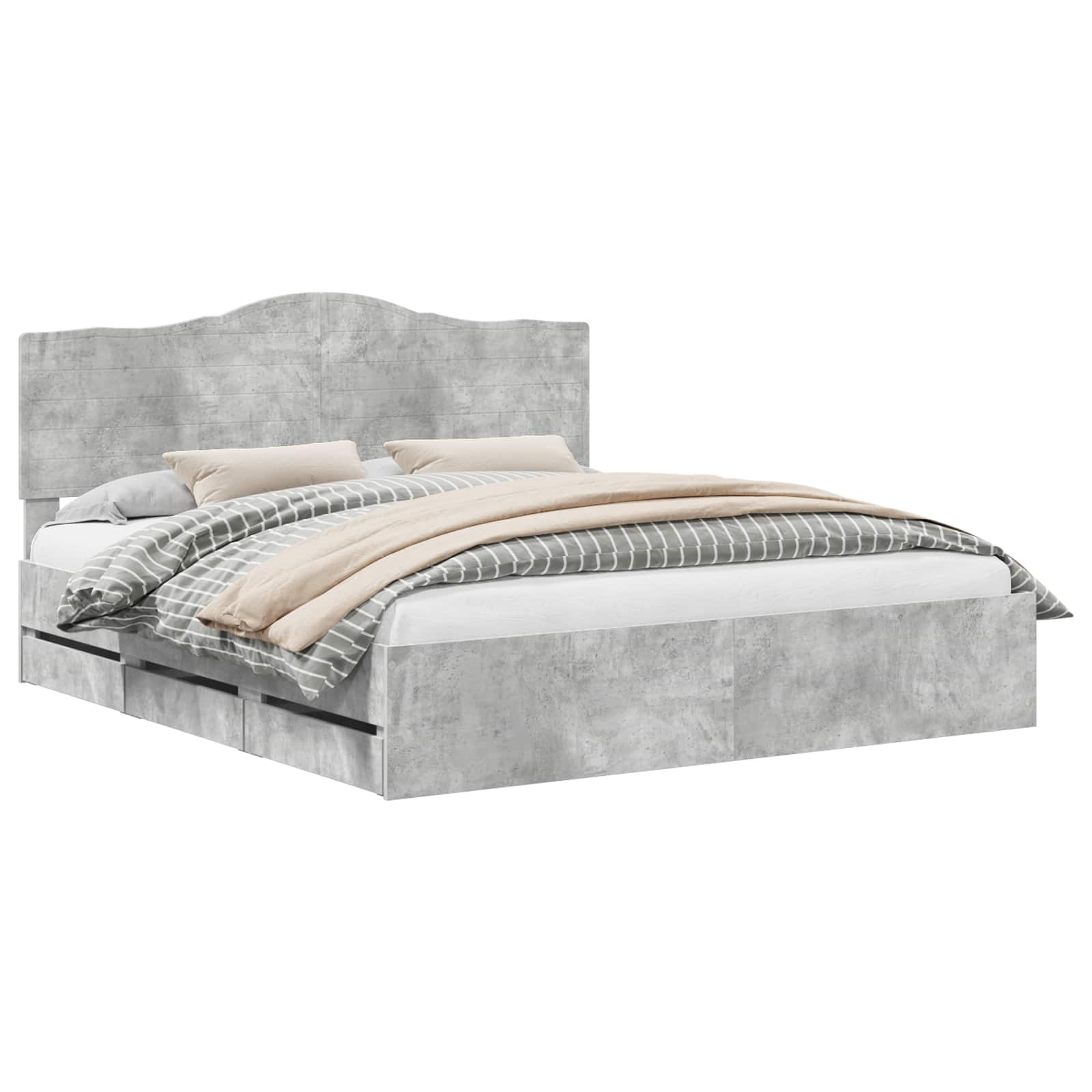 Gultas rāmis Betona pelēks 200 x 200 cm Inženieru koks