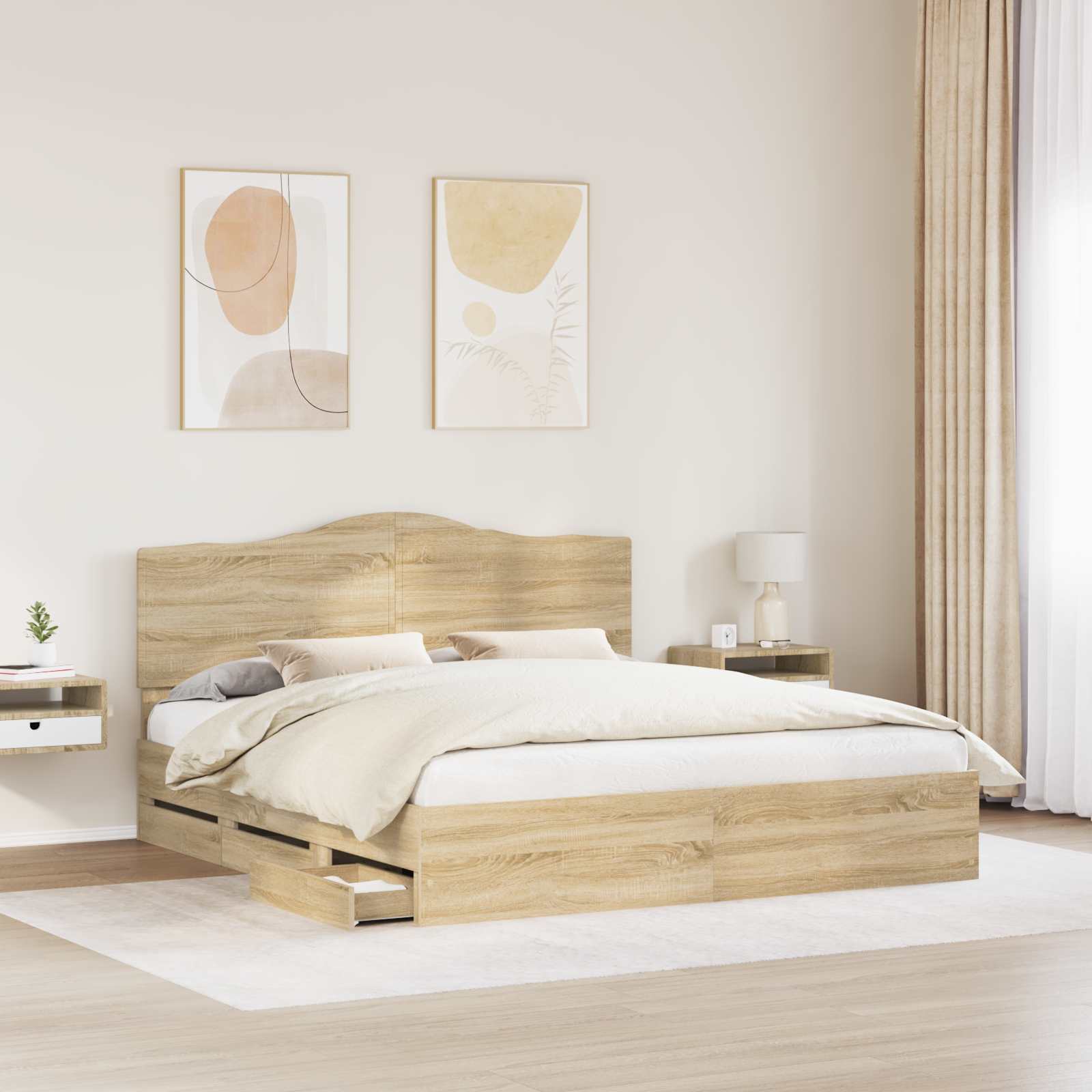 Voodi raam sahtliga peaga Sonoma tamm 180 x 200 cm Inseneripuit 3 Kõik vajalik sinu aeda ja koju! Voodi raam sahtliga peaga Sonoma tamm 180 x 200 cm Inseneripuit - Image 3