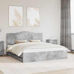 Konstrukcija postelje s predalom Betonsko siva 180 x 200 cm