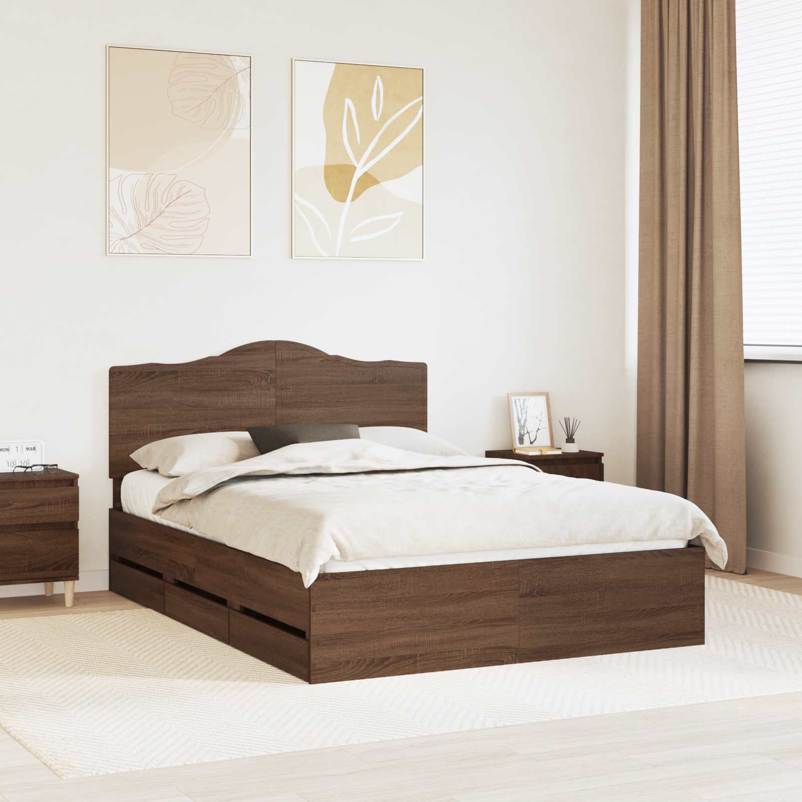 Voodi raam sahtliga peaga Pruun tamme 150 x 200 cm Inseneripuit 22 Kõik vajalik sinu aeda ja koju! 8721364500266 mo Kõik vajalik sinu aeda ja koju!