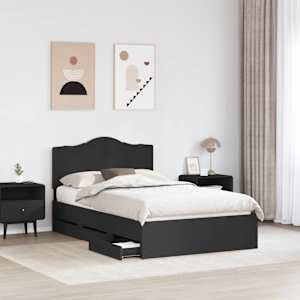 Rám postele se zásuvkou Černá 135 x 190 cm Inženýrské dřevo - obrázek 3