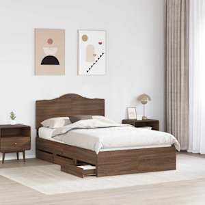 Rám postele se zásuvkou Hnědý dub 120 x 190 cm Inženýrské dřevo - obrázek 3
