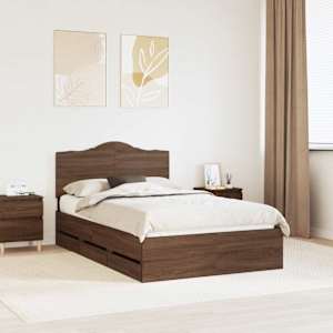 Konstrukcija postelje s predalom Rjavi hrast 120 x 190 cm
