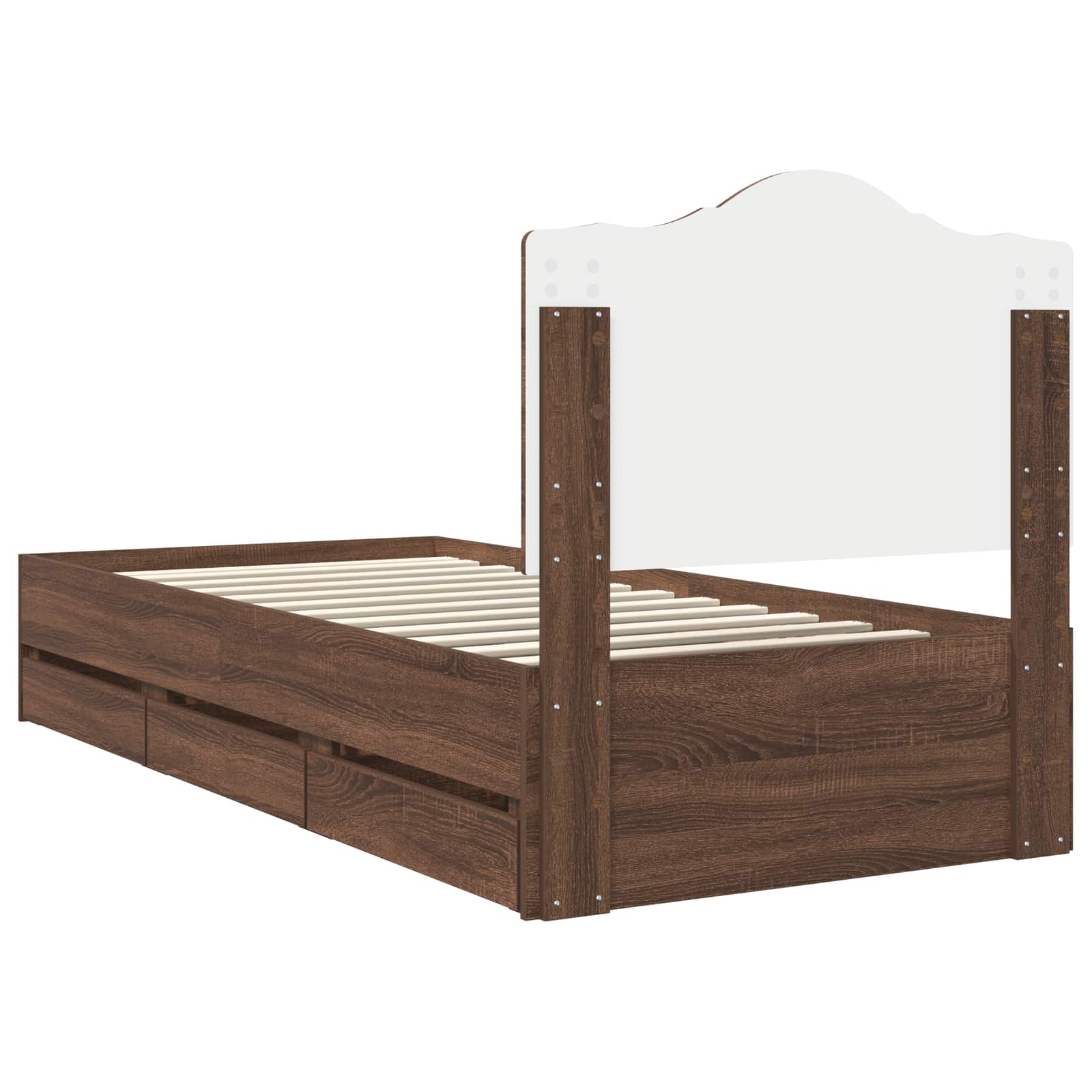 Voodi raam sahtliga peaga Pruun tamme 90 x 190 cm Inseneripuit 79 Kõik vajalik sinu aeda ja koju! Voodi raam sahtliga peaga Pruun tamme 90 x 190 cm Inseneripuit - Image 10