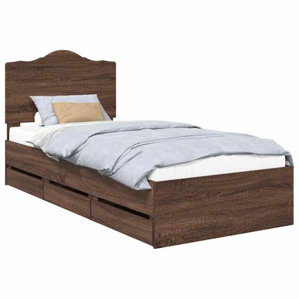 vidaXL Voodi raam sahtliga peaga Pruun tamm 90 x 190 cm Inseneripuit