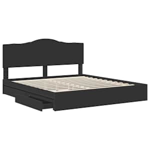 Postel s úložným prostorem Černá 200 x 200 cm kompozitní dřevo - obrázek 5