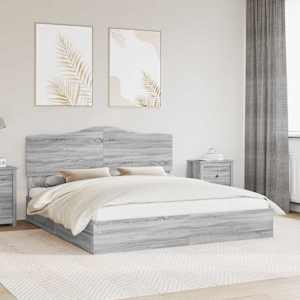 Postel s úložným prostorem s čelo Šedá Sonoma 200 x 200 cm - obrázek 1