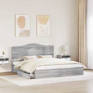 Postel s úložným prostorem s čelo Šedá Sonoma 200 x 200 cm - obrázek 3