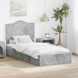 Postelja s shranjevanjem s predalom Betonsko siva 70 x 190 cm