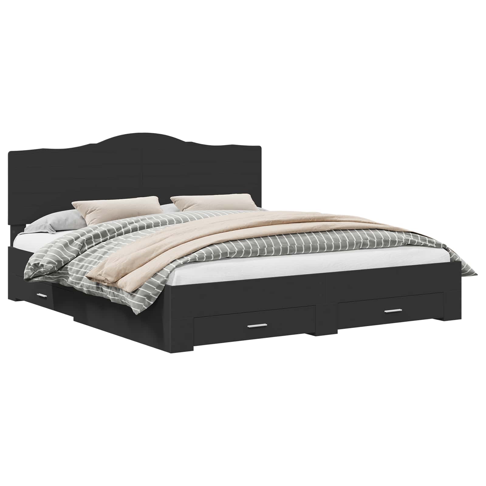 Thumbnail - vidaXL Bettrahmen mit Kopfteil Schwarz 200 x 200 cm Holzwerkstoff