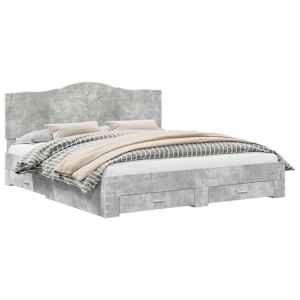 vidaXL Voodi raam sahtliga peaga Betoonhall 200 x 200 cm Tehispuit