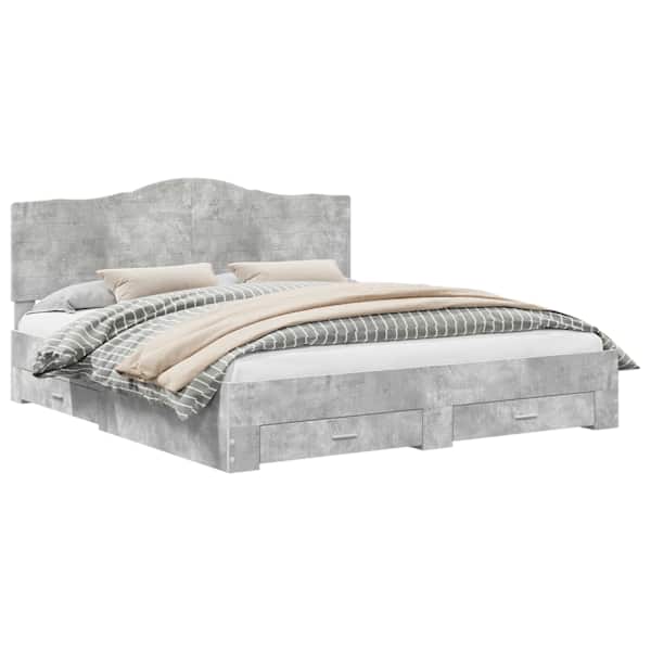 vidaXL Voodi raam sahtliga peaga Betoonhall 200 x 200 cm Tehispuit