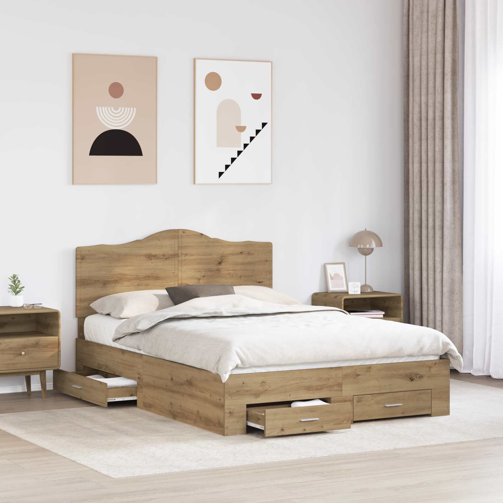 Voodi raam peaga sahtliga Käsitööpuu 140 x 190 cm Tehispuit 3 Kõik vajalik sinu aeda ja koju! Voodi raam peaga sahtliga Käsitööpuu 140 x 190 cm Tehispuit - Image 3