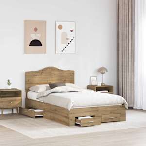 Rám postele s čelo Artisanový dub 135 x 190 cm kompozitní dřevo - obrázek 3
