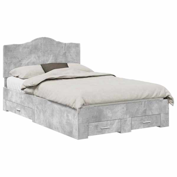 vidaXL Voodi raam sahtliga peaga Betoonhall 120 x 190 cm Tehispuit