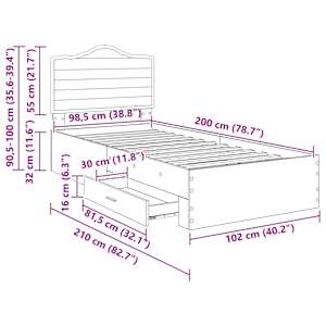 Rám postele s čelo Bílá 100 x 200 cm kompozitní dřevo - obrázek 12