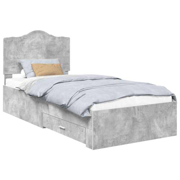 vidaXL Voodi raam sahtliga peaga Betoonhall 100 x 200 cm Tehispuit
