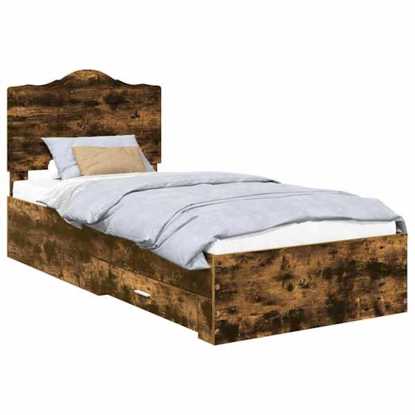 vidaXL Voodi raam sahtliga Suitsetatud tamm 100 x 200 cm Tehispuit