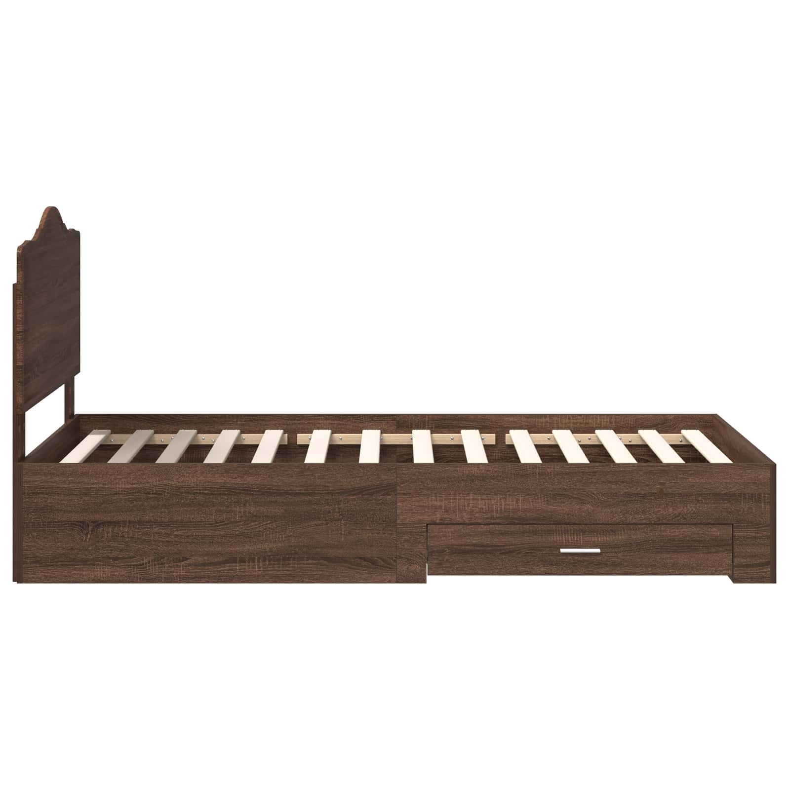 Voodi raam peaga sahtliga Pruun tamme 100 x 200 cm Tehispuit 8 Kõik vajalik sinu aeda ja koju! Voodi raam peaga sahtliga Pruun tamme 100 x 200 cm Tehispuit - Image 8