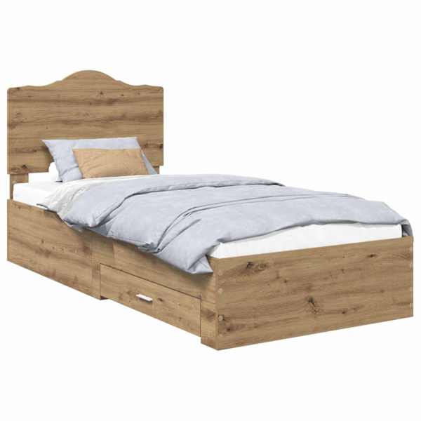 vidaXL Voodi raam sahtliga peaga K&auml;sit&ouml;&ouml;puu 100 x 200 cm Tehispuit
