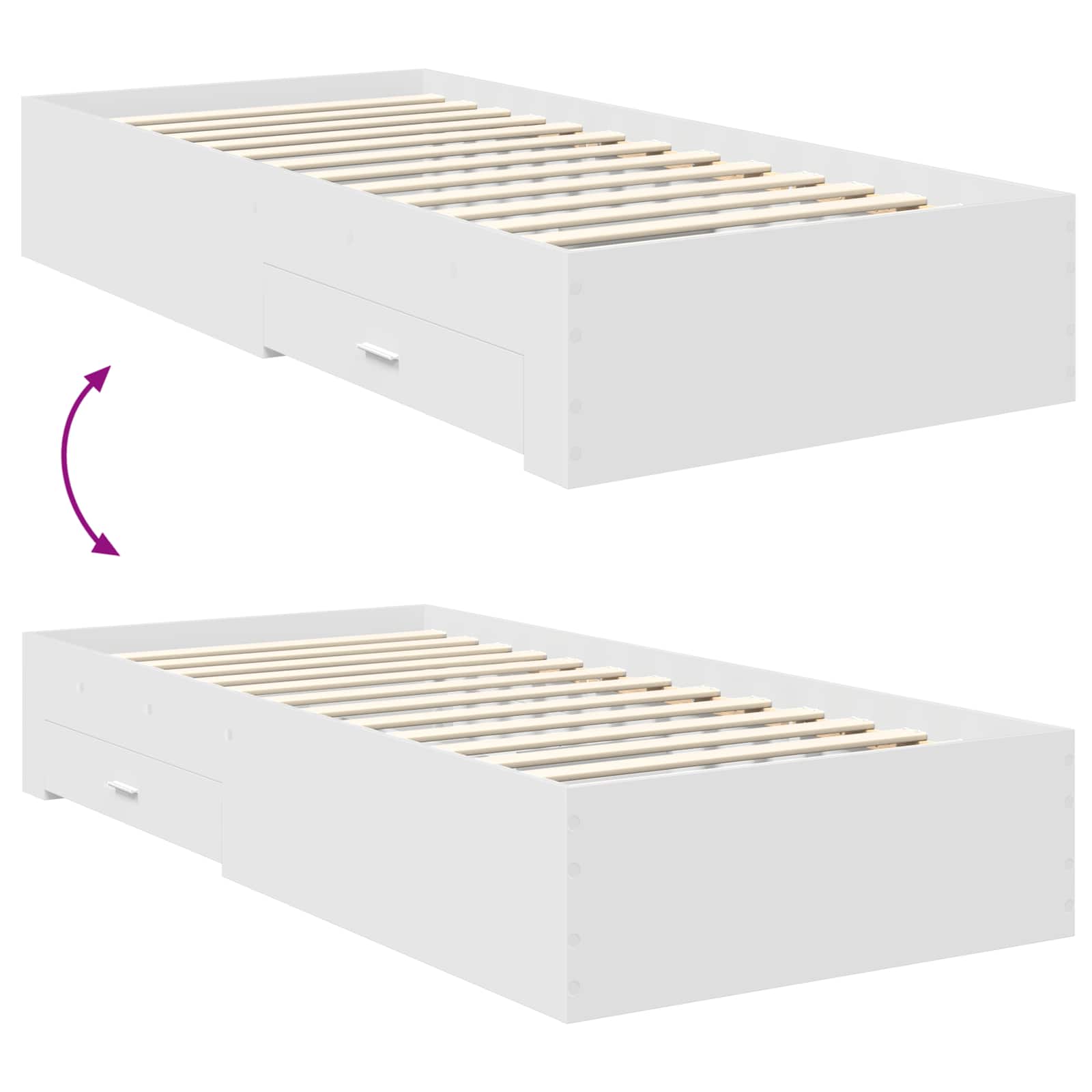 Konstrukcija postelje Bela 90 x 190 cm Konstruiran les - slika 12