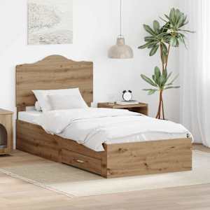Rám postele s čelo Artisanový dub 90 x 190 cm kompozitní dřevo - obrázek 1