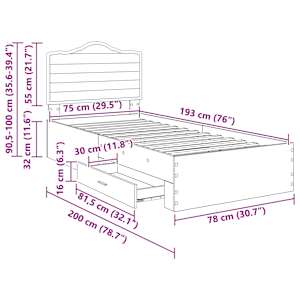Rám postele s čelo Bílá 70 x 190 cm kompozitní dřevo - obrázek 14