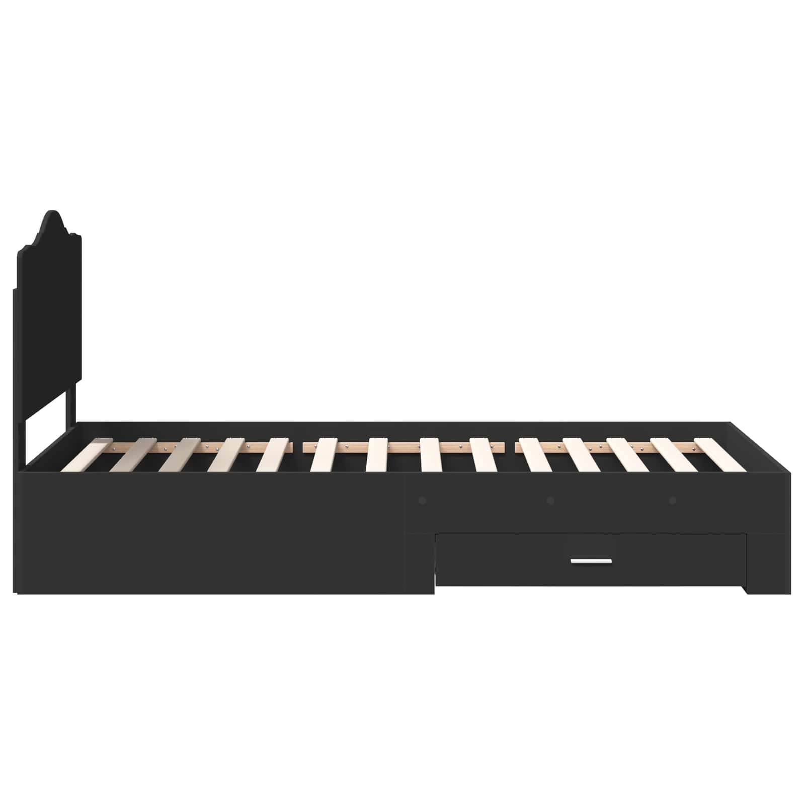 Voodi raam peaga sahtliga Must 75 x 190 cm Tehispuit 8 Kõik vajalik sinu aeda ja koju! Voodi raam peaga sahtliga Must 75 x 190 cm Tehispuit - Image 8