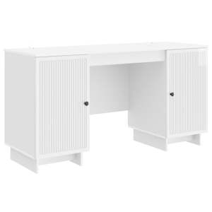 vidaXL Laud K&otilde;rgl&auml;ikega valge Tehispuit 142,5 x 50 x 75 cm