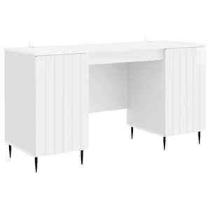 vidaXL Laud riiuliga K&otilde;rgl&auml;ikega valge 142,5 x 50 x 75 cm Tehispuit