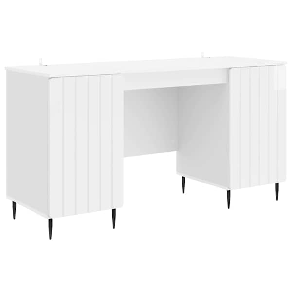 vidaXL Laud riiuliga K&otilde;rgl&auml;ikega valge 142,5 x 50 x 75 cm Tehispuit