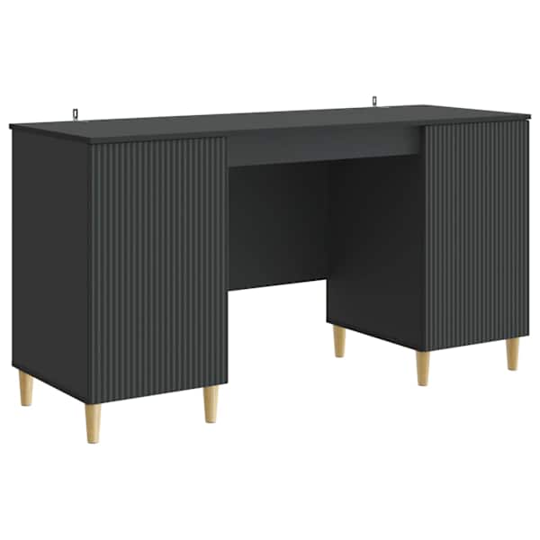 vidaXL Laud riiuliga ladustamisega Must 142,5 x 50 x 75 cm Tehispuit