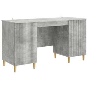 vidaXL Laud riiuliga uksega Betoonhall 142,5 x 50 x 75 cm Tehispuit