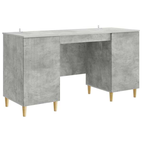 vidaXL Laud riiuliga uksega Betoonhall 142,5 x 50 x 75 cm Tehispuit