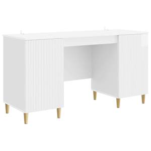 vidaXL Laud riiuliga K&otilde;rgl&auml;ikega valge 142,5 x 50 x 75 cm Tehispuit