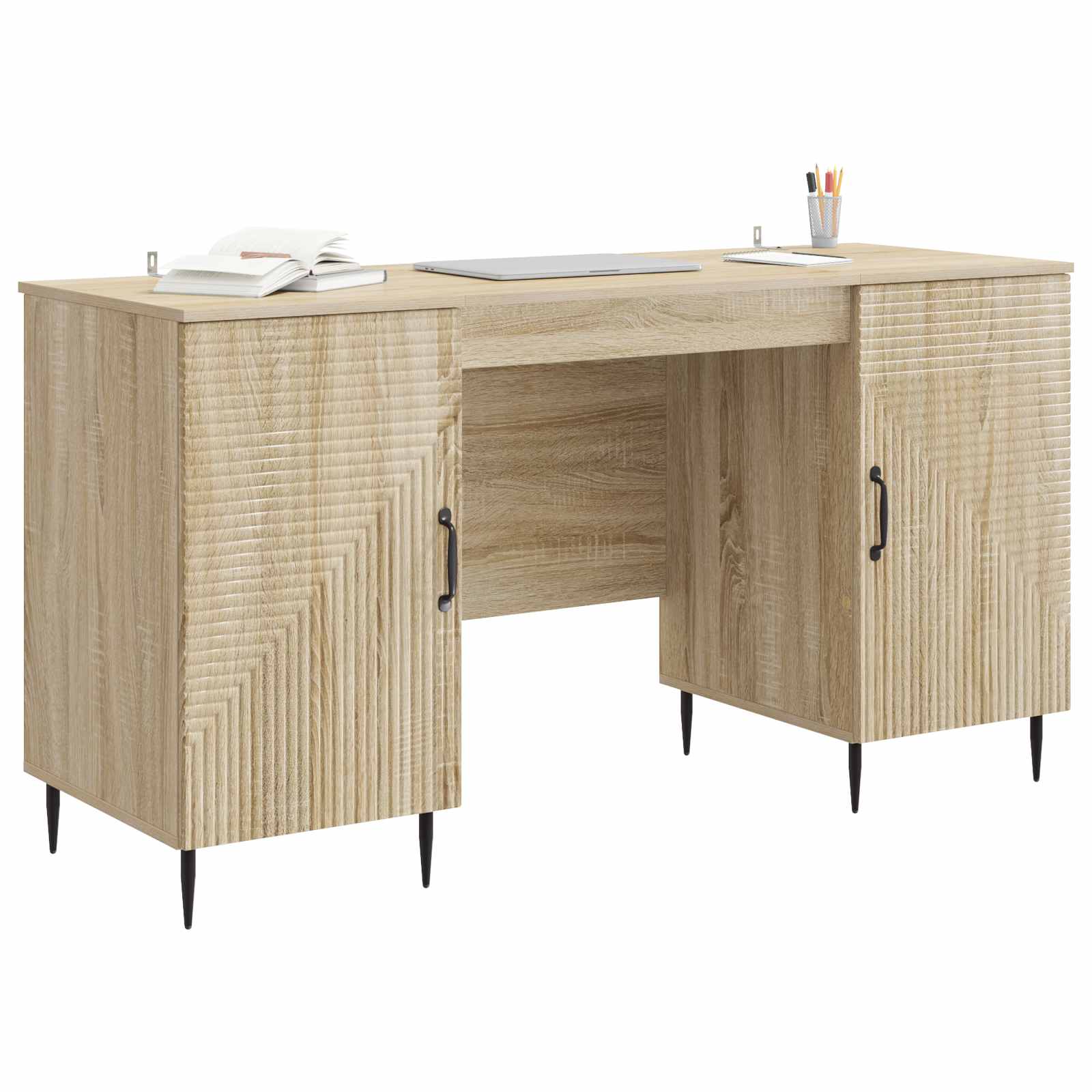 Miza s polico Sonoma hrast 142,5 x 50 x 75 cm Inženirski les - slika 2