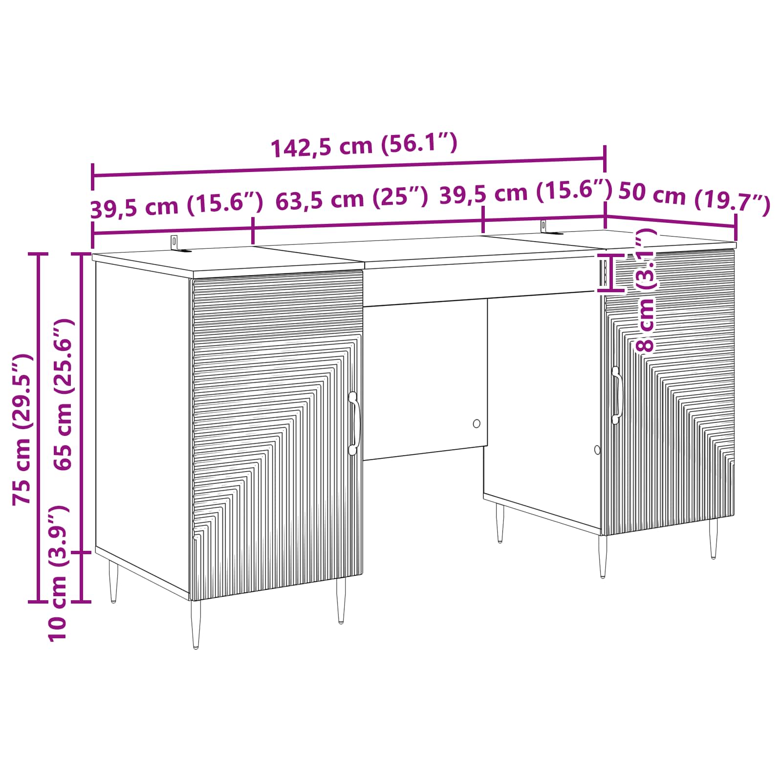 Miza s polico Sonoma hrast 142,5 x 50 x 75 cm Inženirski les - slika 8