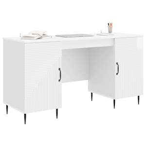 Stůl Bílá s vysokým leskem 142,5 x 50 x 75 cm Kompozitní dřevo - obrázek 3