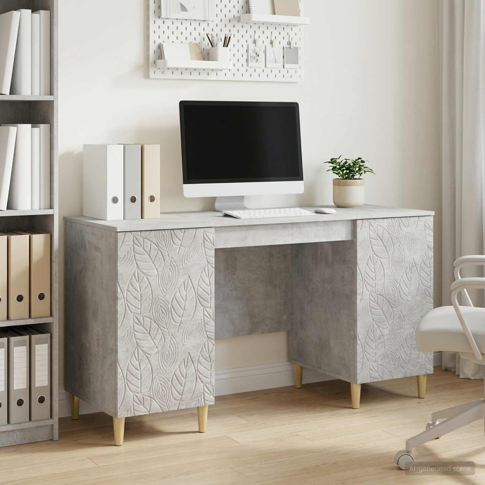 vidaXL Miza Betonsko siva Inženirski les 142,5 x 50 x 75 cm