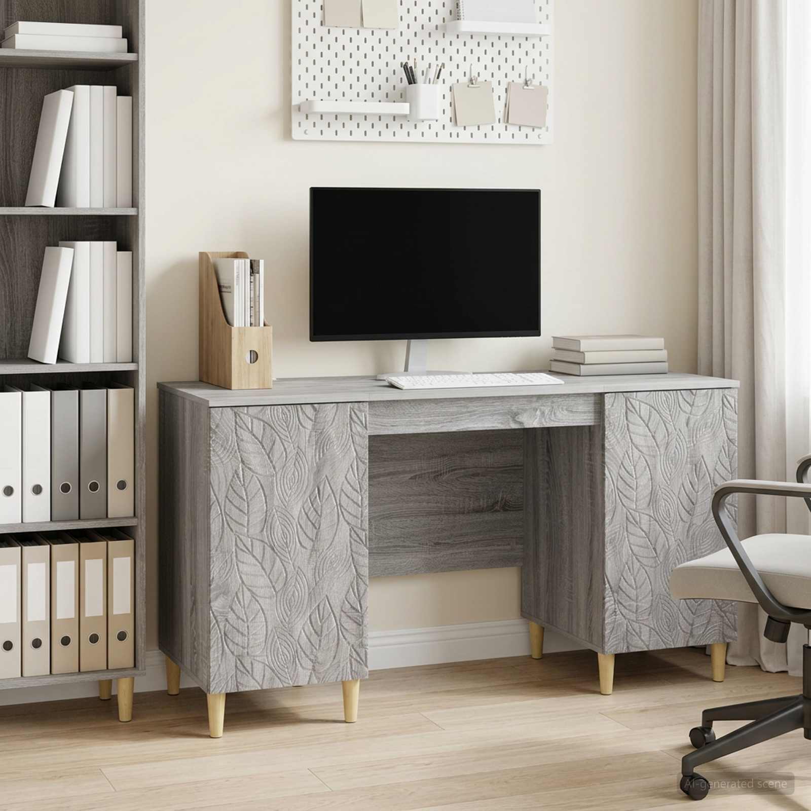 vidaXL Miza Siva Sonoma Inženirski les 142,5 x 50 x 75 cm