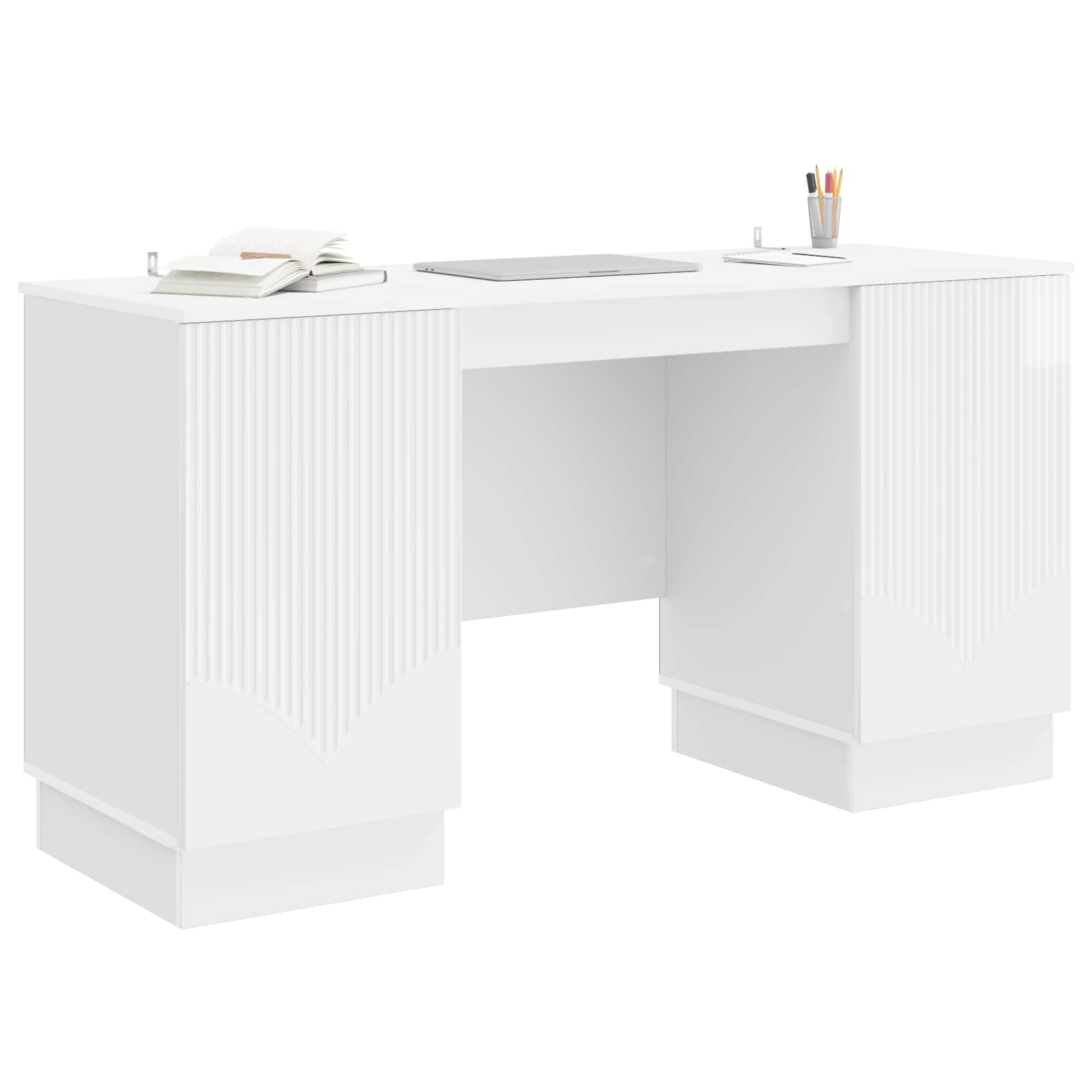 Stůl Bílá s vysokým leskem 142,5 x 50 x 75 cm Kompozitní dřevo - obrázek 2
