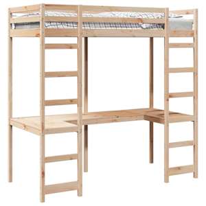 Rám postele loft Přírodní 90 x 200 cm Masivní borové dřevo - obrázek 2