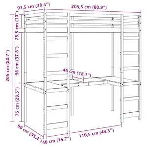 Rám postele loft Přírodní 90 x 200 cm Masivní borové dřevo - obrázek 10