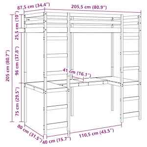 Rám postele loft Přírodní 80 x 200 cm Masivní borové dřevo - obrázek 10