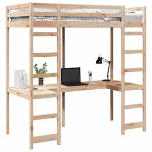 Rám postele loft Přírodní 90 x 190 cm Masivní borové dřevo - obrázek 3