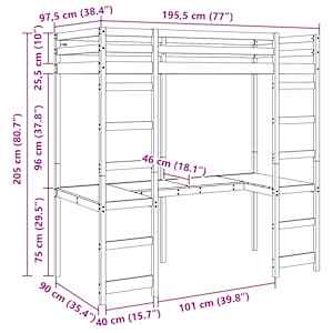 Rám postele loft Přírodní 90 x 190 cm Masivní borové dřevo - obrázek 10