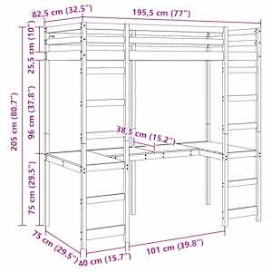 Rám postele loft Přírodní 75 x 190 cm Masivní borové dřevo - obrázek 10